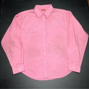 Vintage Casual Code Long Sleeve Button Shirt Hot Pink Women’s 16 Distress Pocket